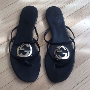 Authentic Gucci Black Suede Sandals - 38